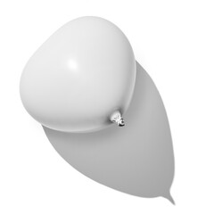White heart balloon on white background