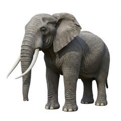 Obraz premium A realistic 3D rendering of an elephant looking at the camera on a white background
