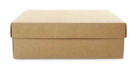 One blank cardboard box isolated on white. Mockup for design