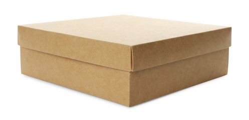 One blank cardboard box isolated on white. Mockup for design