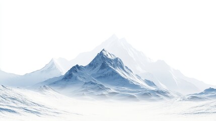 Obraz premium Panoramic view of mount Dhaulagiri isolated on the white sky background, Nepal himalaya mountain