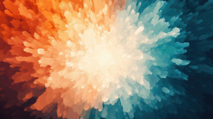 Dynamic abstract explosion background of fiery orange and icy blue colors
