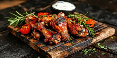 Enjoy delicious grilled chicken wings with zesty dipping sauce that will leave you wanting more