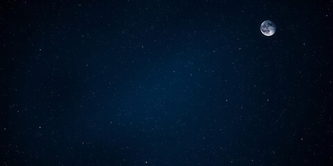 A mesmerizing starry night sky filled with countless twinkling stars and a bright full moon, midnight, starlight