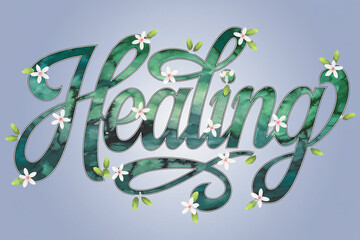 Naklejka premium Watercolor Floral Healing Art Green White