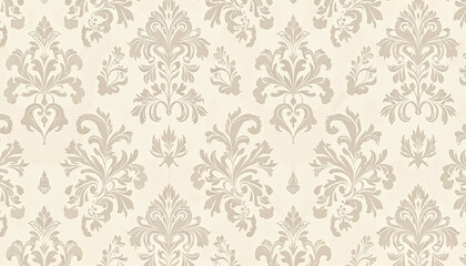 Fototapeta premium Vintage damask pattern with beige floral design on cream background