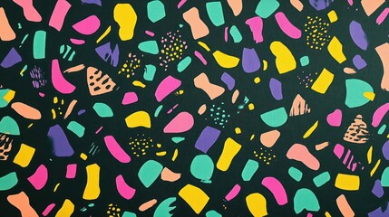 Naklejka premium Abstract, colorful shapes on dark background.
