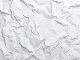 Close up of crumpled white paper with visible texture and wrinkles, crumpled, detail, empty