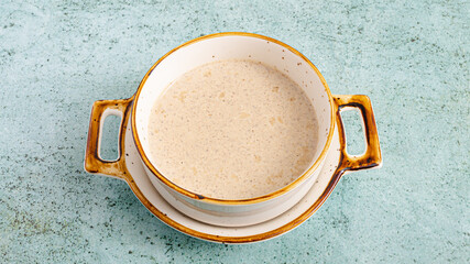 Creamy mushroom soup bowl