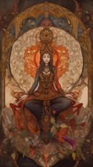 Obraz premium yoga tarot card painting mandalas