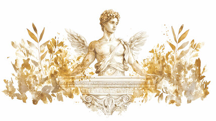 Fototapeta premium Hand painted watercolor of ancient greek art