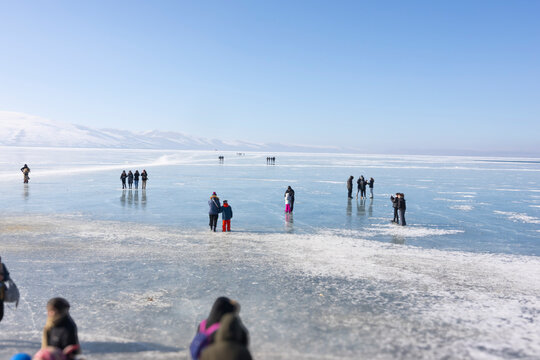 Views from the frozen &Ccedil;ıldır Lake on the Kars Armenian border
