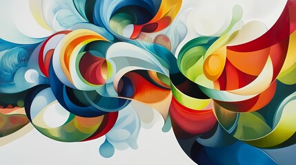 Vibrant Abstract Composition with Flowing Shapes and Bold Colors Creating a Dynamic Visual Experience for Art Lovers and Designers