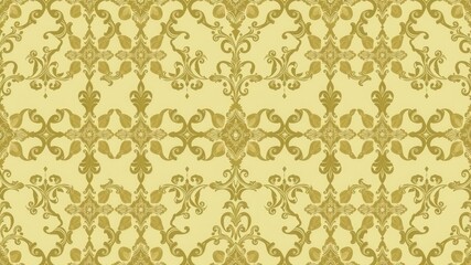Elegant seamless damask wallpaper in beige and gold tones, ornate, wallpaper, seamless
