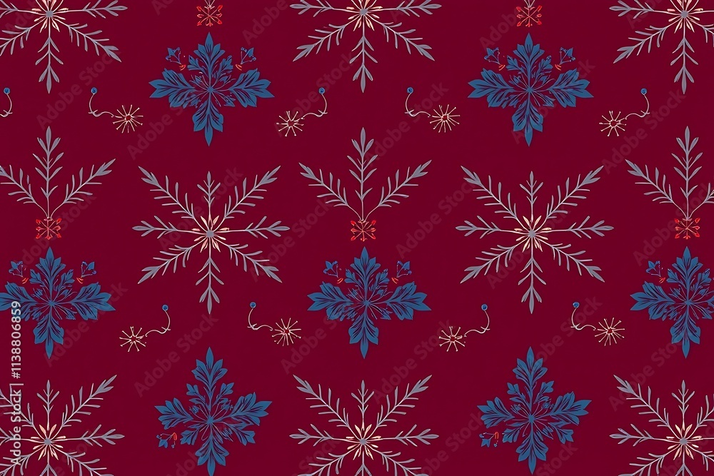 Aufkleber winter wonderland snowflake pattern: seamless pattern featuring delicate snowflake designs in shades