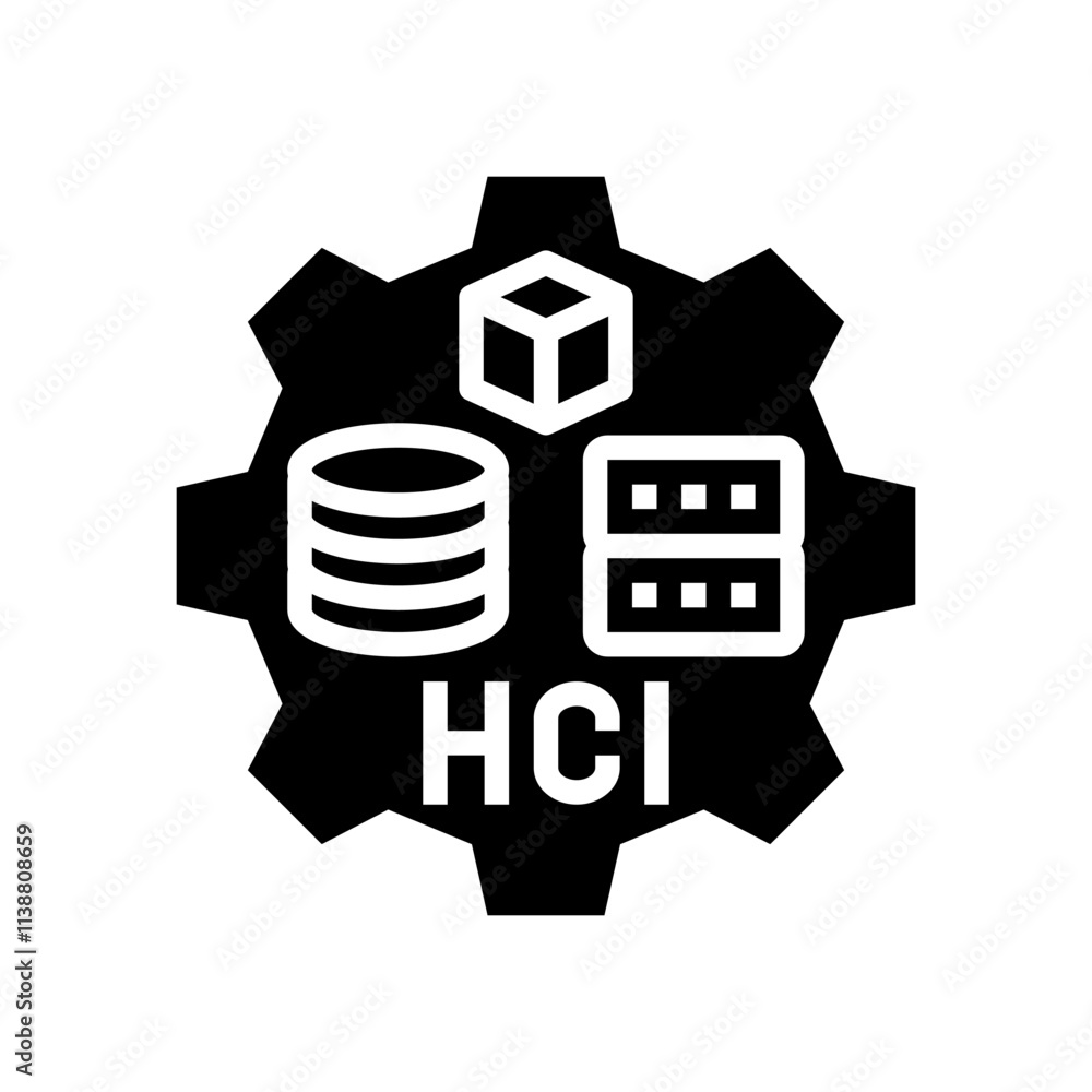 Poster hyper converged infrastructure glyph icon vector. hyper converged infrastructure sign. isolated symb