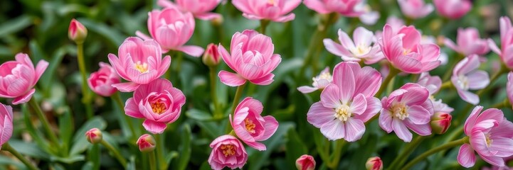 Pink and white ranunculus flowers in full bloom with delicate petals and green stems, pink, stems, ranunculus