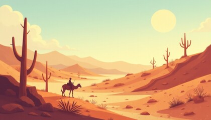 Fototapeta premium Journey through a sunlit desert landscape with winding paths and towering rock formations