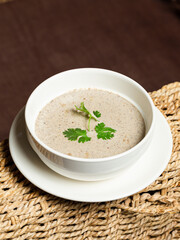 Creamy mushroom soup bowl