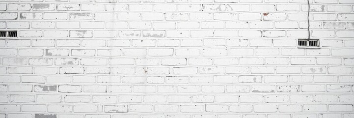 Fototapeta premium Textured white grunge brick wall background with rough, uneven surface and aged look, white, construction