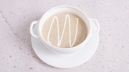 Creamy mushroom soup bowl