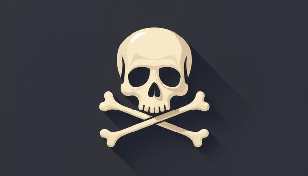 Intriguing symbol of danger featuring a vibrant skull and crossbones on a dark background