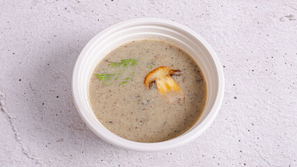 Creamy mushroom soup bowl