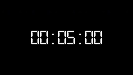 Digital stopwatch animation from 0 to 1 minute, isolated on a black background with an alpha channel.