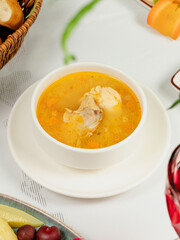 Delicious hot soup bowl isolated 