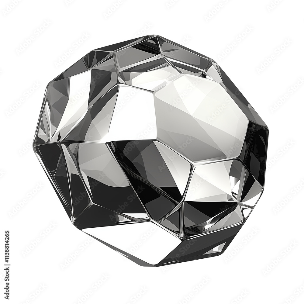 Poster metallic gray and silver sharp edged polygon with reflective surface