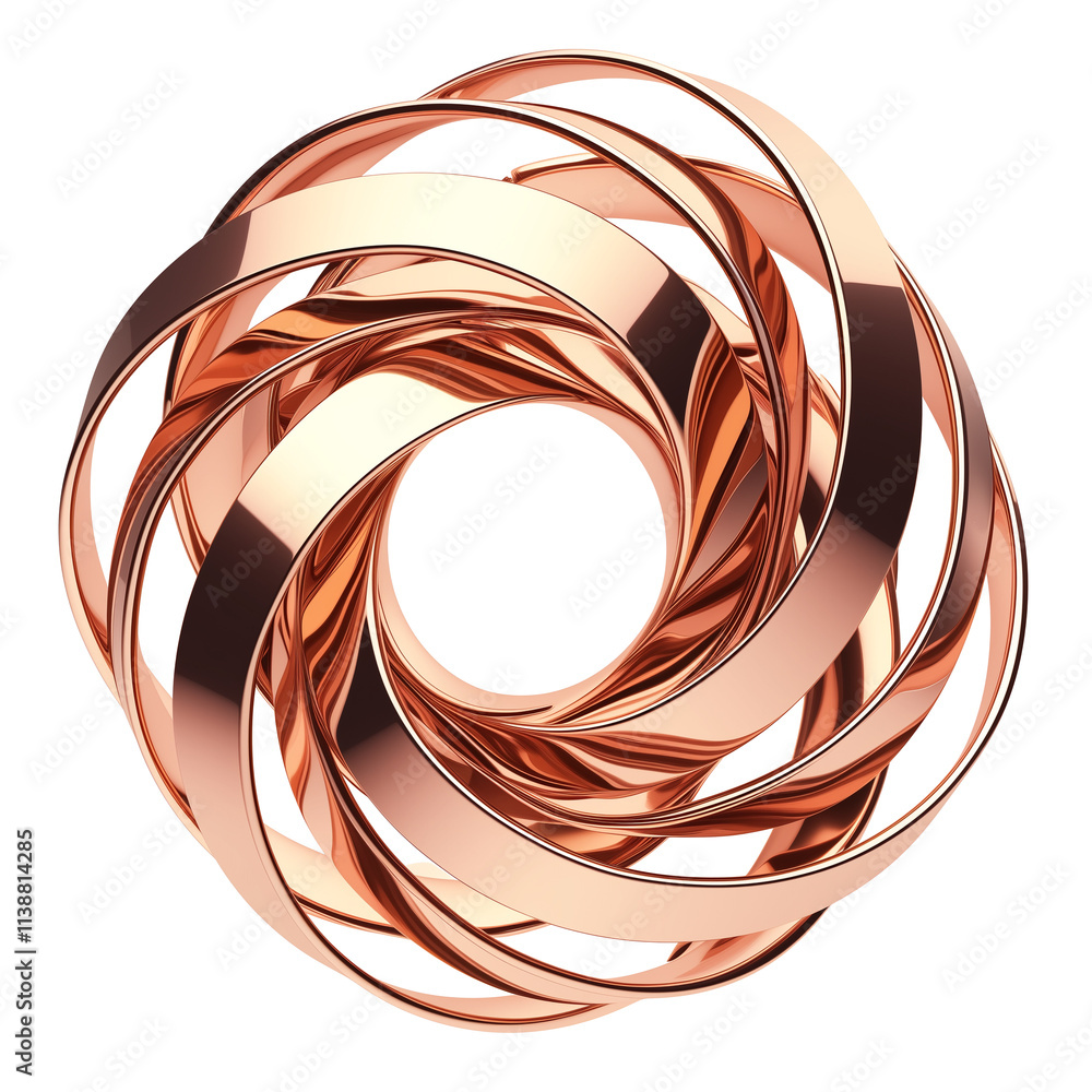 Poster metallic gold and rose coil with intricate design on transparency background