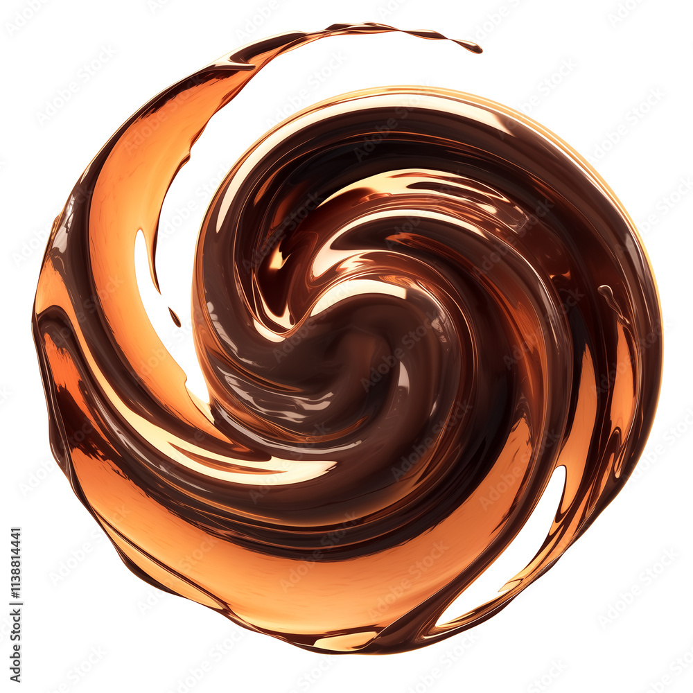 Poster metallic maroon and bronze swirl with smooth, glossy texture on transparency background