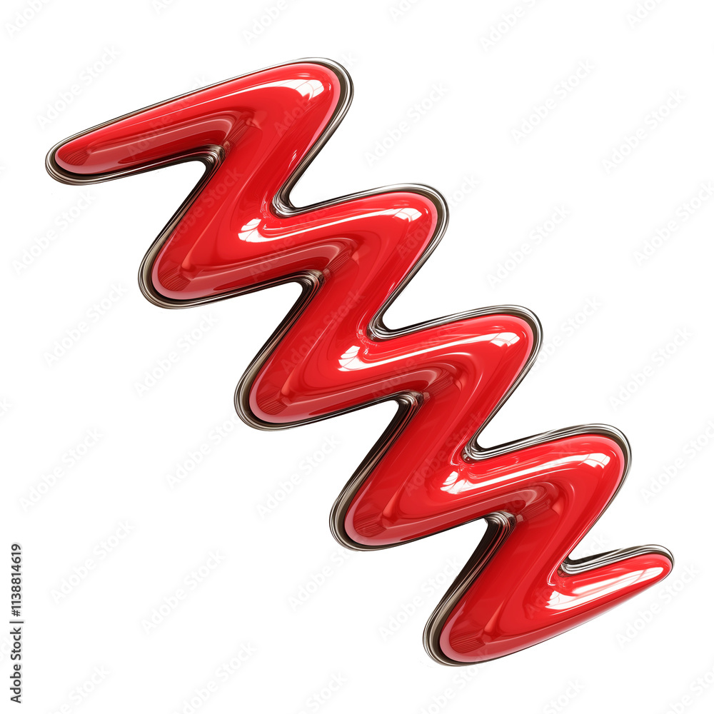 Aufkleber metallic scarlet and chrome zigzag shape with glossy finish