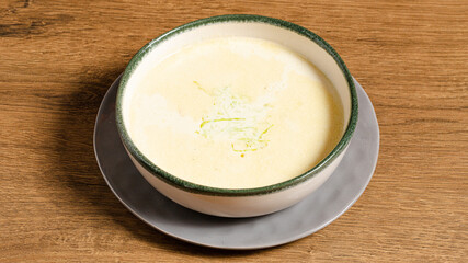 Creamy mushroom soup bowl