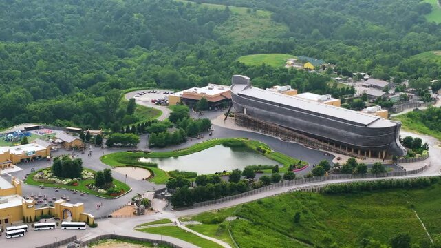 Christian theme park museum in USA. Noah's ark replica at Ark Encounter Theme Park in Williamstown, Kentucky