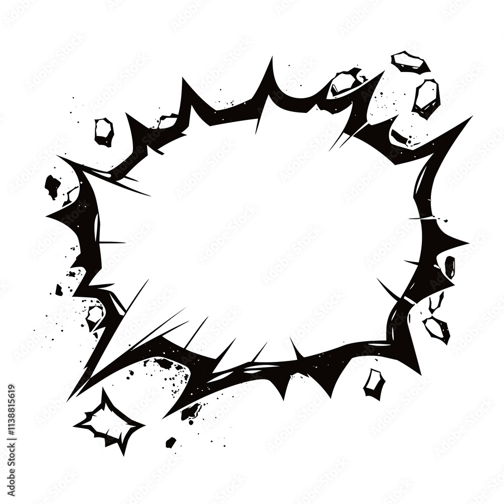 Poster Jagged speech bubble with dynamic outline on transparency background