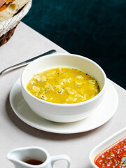 Dushpere - Azerbaijani dumplings soup bowl