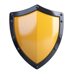 shiny yellow shield with metallic border symbolizes protection and security