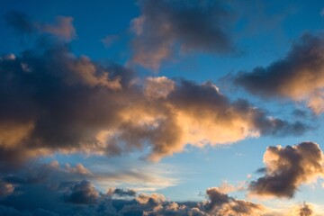 Autumn sky with dark colors and very gray clouds.