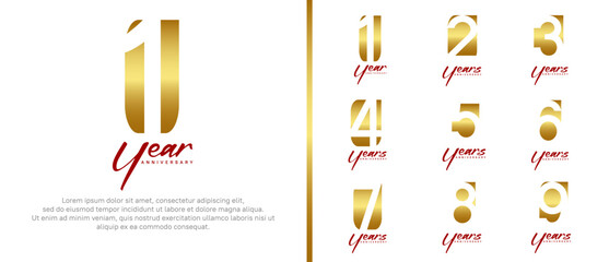 anniversary logo set. vector design golden color can be use for celebration moment