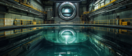 Subterranean Particle Accelerator Ring Chamber: Teal Reflections