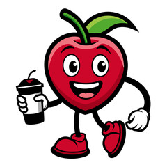 Cherry Mascot Logo Vector: Coffee, Glasses, Books, Angry, Gaming, Paint, Boxing Gloves Designs, Creative cherry mascot logos with coffee, books, gaming, and boxing themes in vector illustration style.