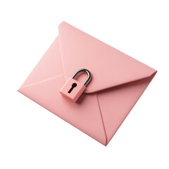 3D cartoon pink envelope with lock symbolizes secure email communication