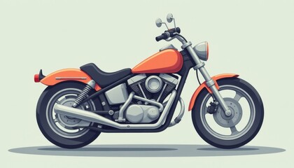 Fototapeta premium Classic motorcycle in vibrant orange parked against a minimalist background