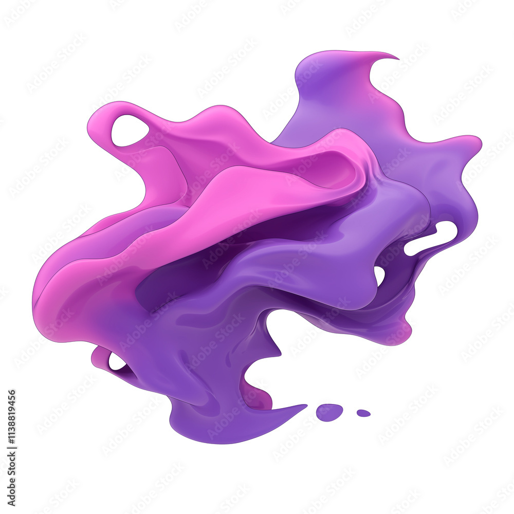 Poster fluid holographic wave in vibrant purple and pink, creating dynamic 3d effect