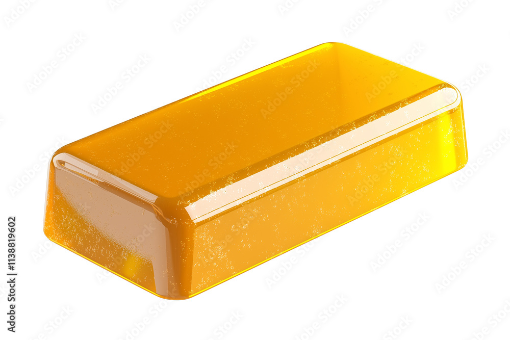 Poster shiny 3D cartoon gold bar isolated on transparency background