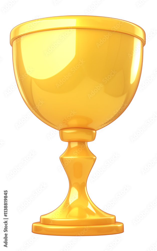Poster golden chalice with shiny finish, isolated on transparency background
