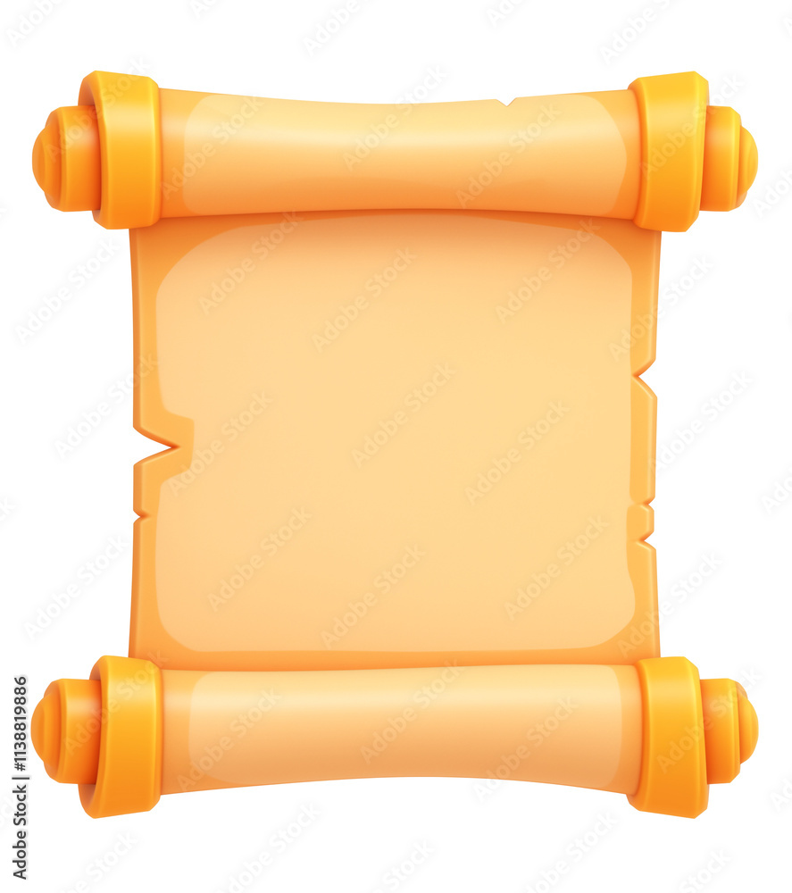 Poster 3D cartoon holy scroll icon with flat view isolated on transparency background