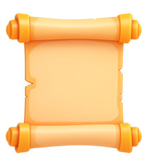 3D cartoon holy scroll icon with flat view isolated on transparency background