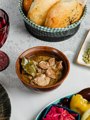 Bozbash - Azerbaijani lamb or beef stew in pot